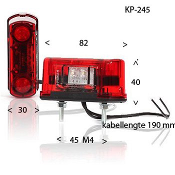 Kenteken verlichting LED wit/rode leds 12/24V E-keur KP-409 - 7