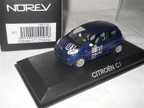 1:43 Norev 155105 Citroën C1 Chrono 2007 metallic blue - 1