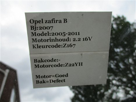 Opel Zafira B 2007 2.2 Automaat Onderdelen en Plaatwerk Z167 - 6