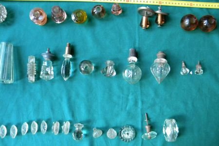 Antieke oude glazen en kristallen knoppen 1840/1950. - 3