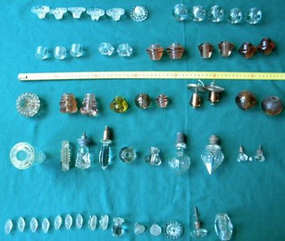 Antieke oude glazen en kristallen knoppen 1840/1950. - 7