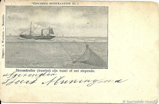 Visscherij briefkaarten No. 7 Stoomtroller 1903 - 1