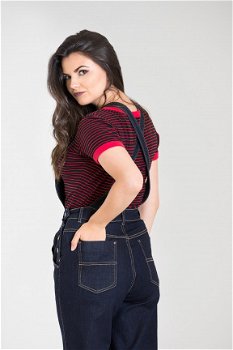 Uitverkoop, Hell Bunny, Ella May Denim Jumpsuit. Leuk pinup tuinpak van blauwe denim. - 2