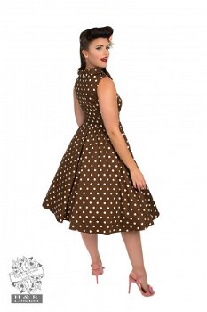 Uitverkoop, Hearts and Roses, Ravishing Polkadot Swing dress, Wijde vintage jurk met polkadots. - 2