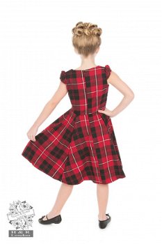 Uitverkoop, Hearts and Roses, Tea Dress in red Tartan. Vintage jurk in rode ruit. - 2