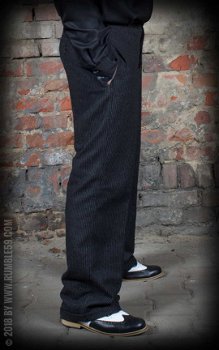 Uitverkoop, Rumble 59, Vintage loose fit pants Sacramento Striped Black, Wijde 50's broek. - 5