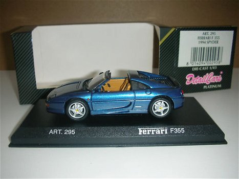 1:43 oude Detailcars 295 Ferrari 355 Spyder (targa) 1994 blauw - 1