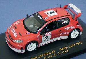 1:43 Ixo Peugeot 206 WRC nr2 Monte Carlo 2003 rood - 2