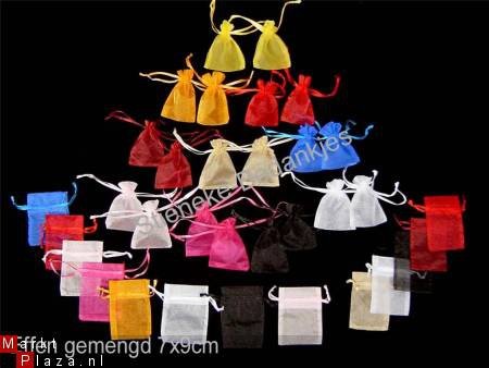 25 EFFEN GEM. Organza Zakjes bedankjes traktaties sieraden - 1