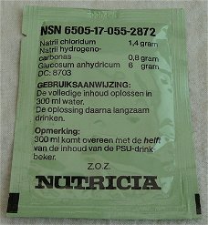 Zakje Natriumzout, Nutricia, in verpakking, Koninklijke Landmacht, 1987.(Nr.4)