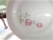 zes mooie porseleinen gebak bordjes in roze met roosjes deco - 1 - Thumbnail