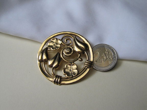 Broche goudkleurig bloem blad decor 5.0 cm - Afbeelding 2