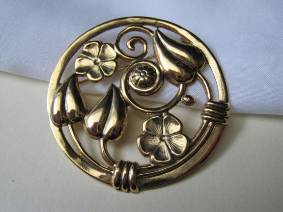 Broche goudkleurig bloem blad decor 5.0 cm - Afbeelding 4
