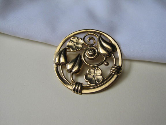 Broche goudkleurig bloem blad decor 5.0 cm - Afbeelding 5