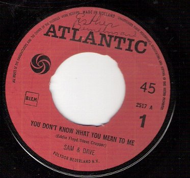 Sam And Dave - You Don't Know What You Mean To Me/ 1969 SOUL vinylsingle - 1