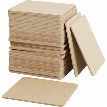 Houten onderzetters vierkant 10x10cm 50 st hobbymaterialen hobby - 1