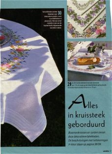 Borduurpatroon 2 tafelkleden met bloemenranden