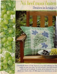 Borduurpatroon kussens met druiven en ruitjes