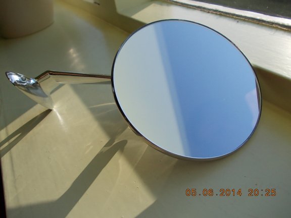 Oldtimer Spiegel Chroom Universeel Nieuw. KT432 - Afbeelding 2