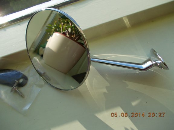 Oldtimer Spiegel Chroom Universeel Nieuw. KT432 - Afbeelding 5