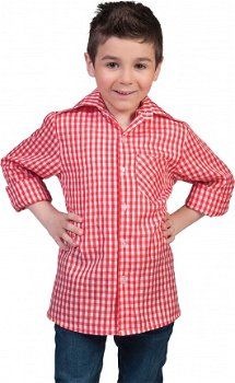 Blouse rood-wit jongen maat 116 140 164 - 1