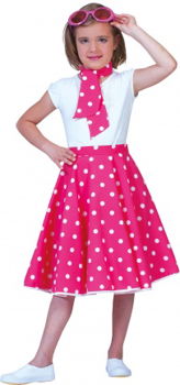 Rock `n roll rok meisje met sjaal Roze one size. - 1