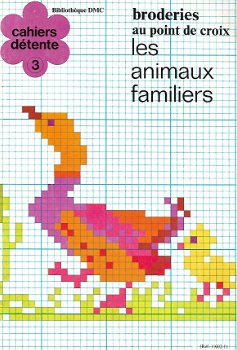 DMC boekje Broderies au point de croix (Borduren in Kruissteek) - Les animaux familiers (dierenfamil - 1
