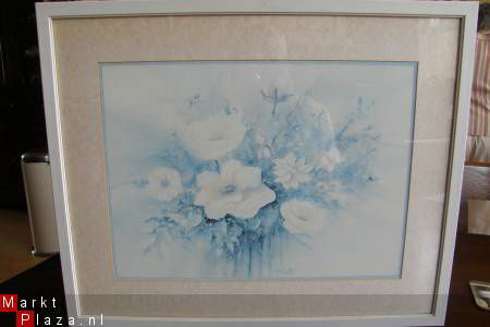 Aquarel in lijst met beschermplaat. Gesigneerd Carlos Rios. - nr. 1