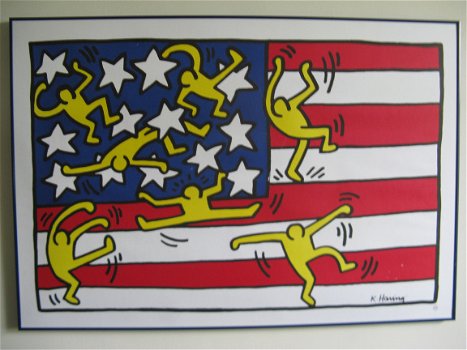 Een grote kleurrijke poster van Keith Haring! - 1
