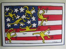 Een grote kleurrijke poster van Keith Haring!