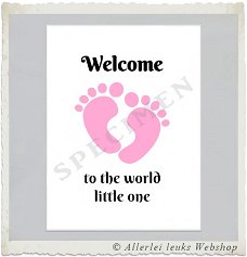 Baby kaart welcome little one roze A6 wenskaarten