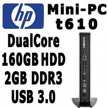 HP t610 Mini-PC DualCore 1.65Ghz 160GB HDD | USB3.0 | SATA 2 - 2