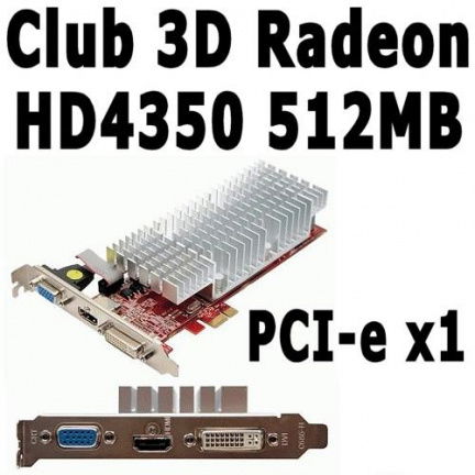 Club 3D Radeon HD4350 512MB PCI-e x1 VGA Kaart | Geluidloos - nr. 1