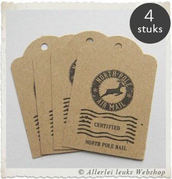 Kraft labels met print autumn herfst 7.5x5cm (per 4 stuks) - 3