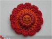 ** Gehaakte applicatie -smiley sun- (rood/oranje) - 0 - Thumbnail