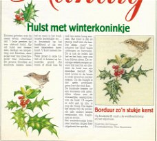 Borduurpatroon Hulst met winterkoninkje uit de Margriet serie Handig