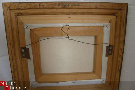Gesigneerd schilderij in houten lijst. - Afbeelding 4