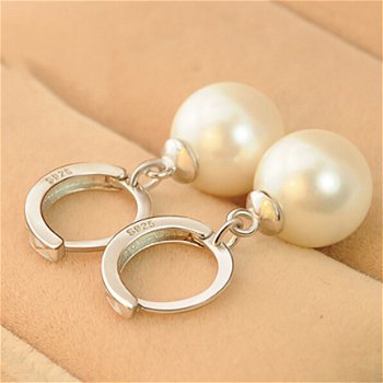 sale oorbellen wit parels zilver oorringen mooi voor bruid 1001oorbellen - 1