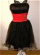 Feestjurk strapless zwart/rood 164/170 - 3 - Thumbnail