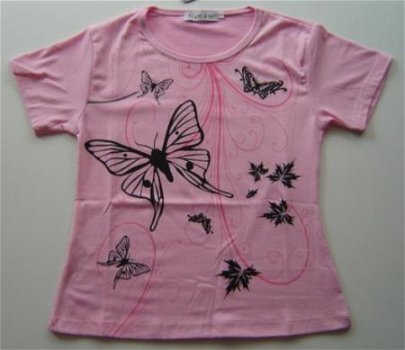 MOOI Stretch T-Shirt met VLINDERS maat 12 - 1