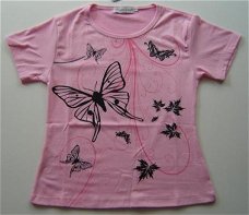 MOOI  Stretch T-Shirt  met VLINDERS  maat 12