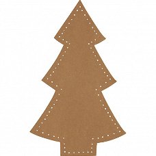 Leerpapier kerstboom naturel 18cm 4 stuks hobbymaterialen