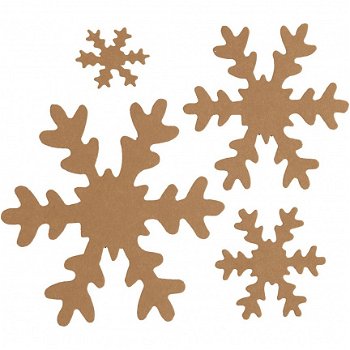 Leerpapier kerstboom naturel 18cm 4 stuks hobbymaterialen - 4