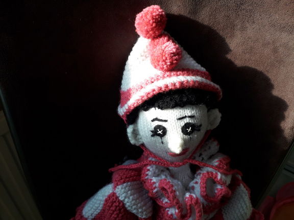 mooie gebreide roze wit pierrot - Afbeelding 2