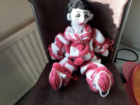 mooie gebreide roze wit pierrot - Afbeelding 3