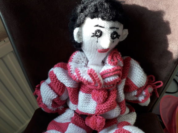 mooie gebreide roze wit pierrot - Afbeelding 4