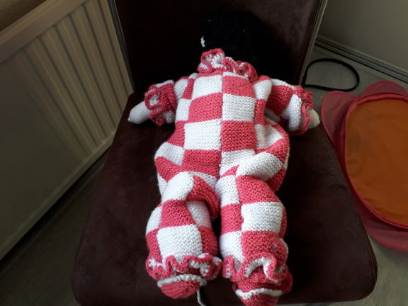 mooie gebreide roze wit pierrot - Afbeelding 6
