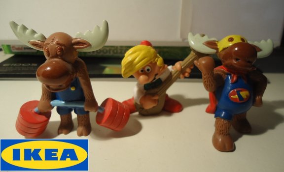 Drie rubberen figuurtjes van Ikea kindermenu (hoogte: 6 cm). - 6