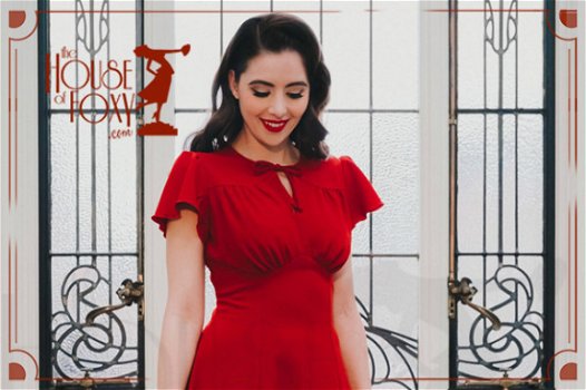 The House of Foxy, Grable Tea Dress in Red. - 3