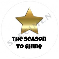 Witte kerst stickers season to shine Ø 40mm (per 4 stuks)